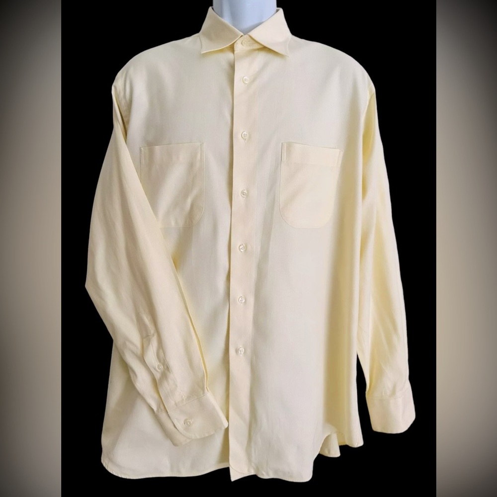 Solemare Mens Shirt Maus Hoffmann L/S Egyptian Cotton Pique Pale Yellow Italy L